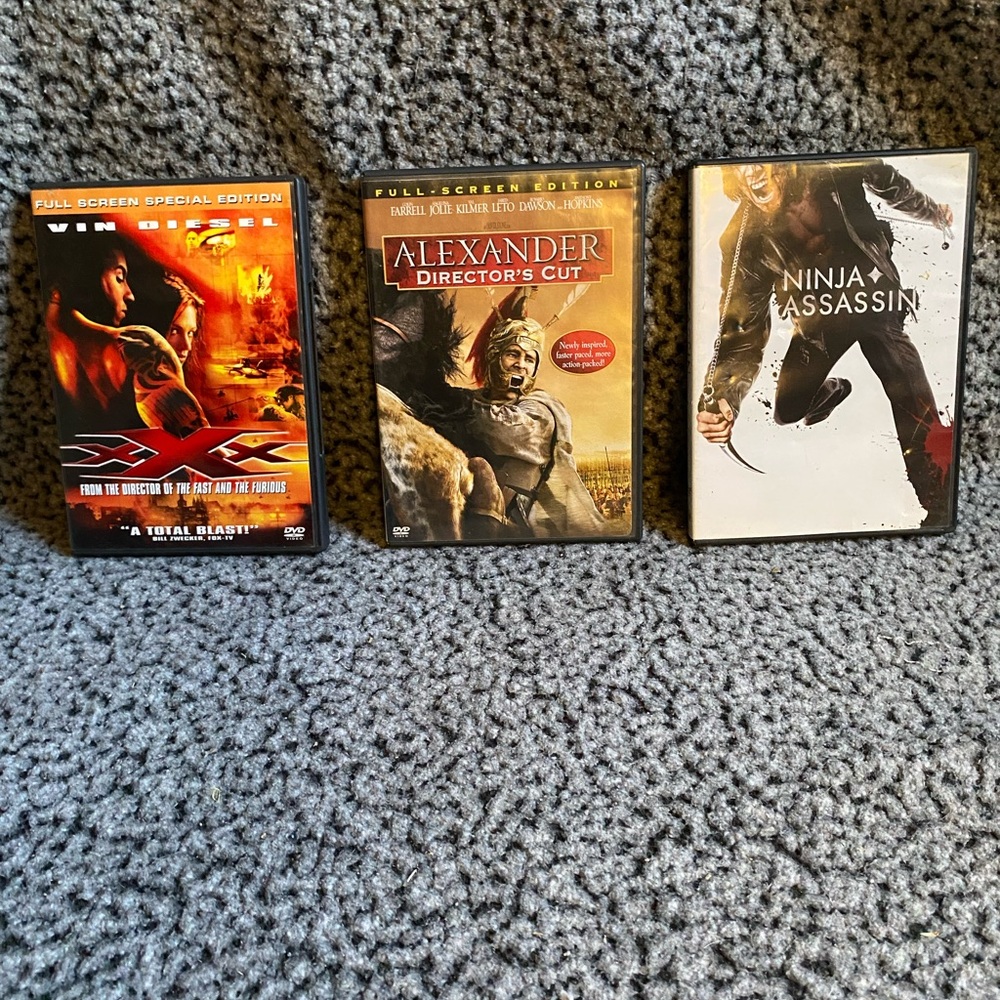 Set of 3 Action DVDs - xXx, Alexander Director's Cut, Ninja Assassin